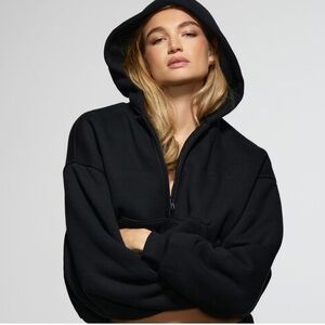 SKIMS Black Fleece Jacket | Cozy Core Loungewear | Clean Girl Aesthetic | Large